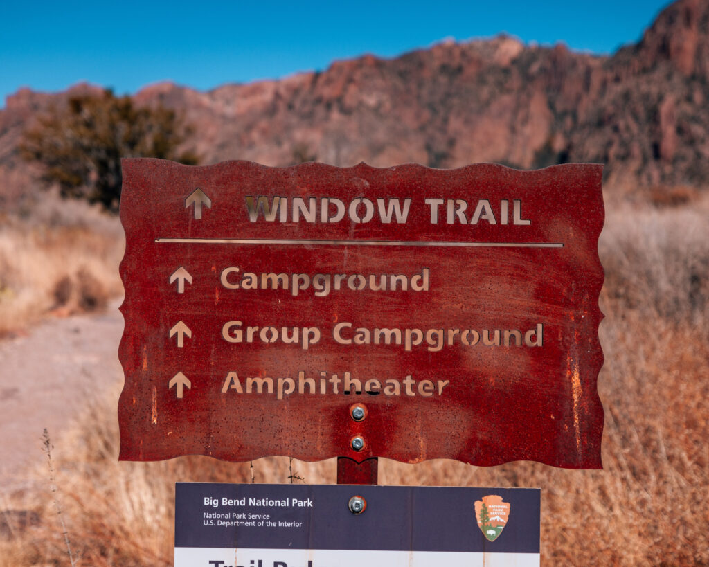 Window Trail in Big Bend National Park (Trailhead Sign Marker)